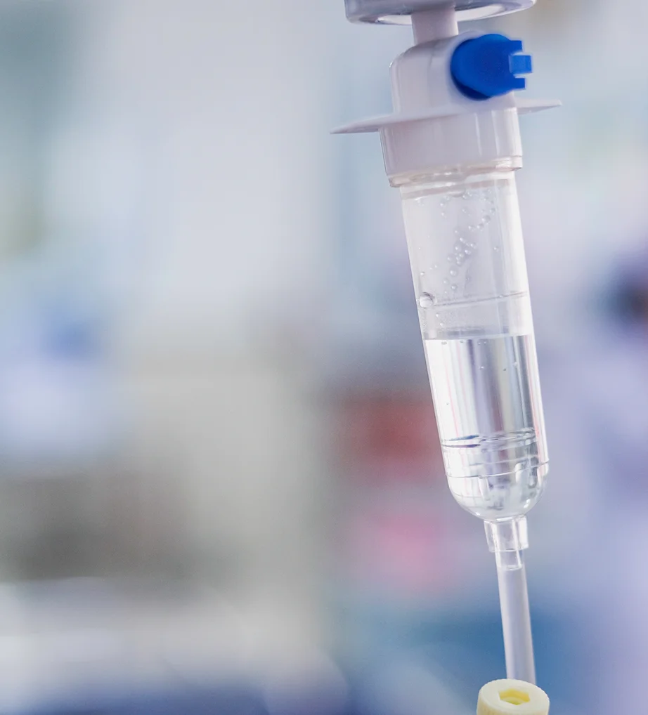 Close-up of a stem cell IV drip at iCRYO Guilderland